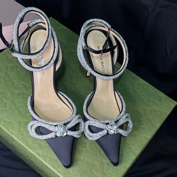 MACH & MACH Black and Silver Embellished Heels - Picture 2 of 6